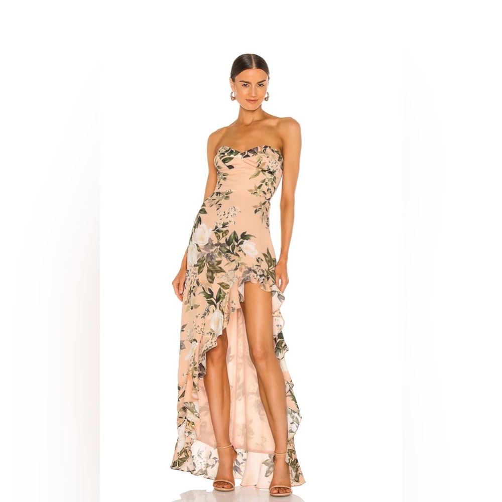 Amanda Uprichard Strapless Peach Floral Dress